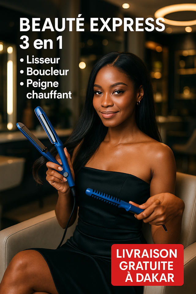 Coiffeuse Pro 3 en 1 – Lisseur, Boucleur, Peigne