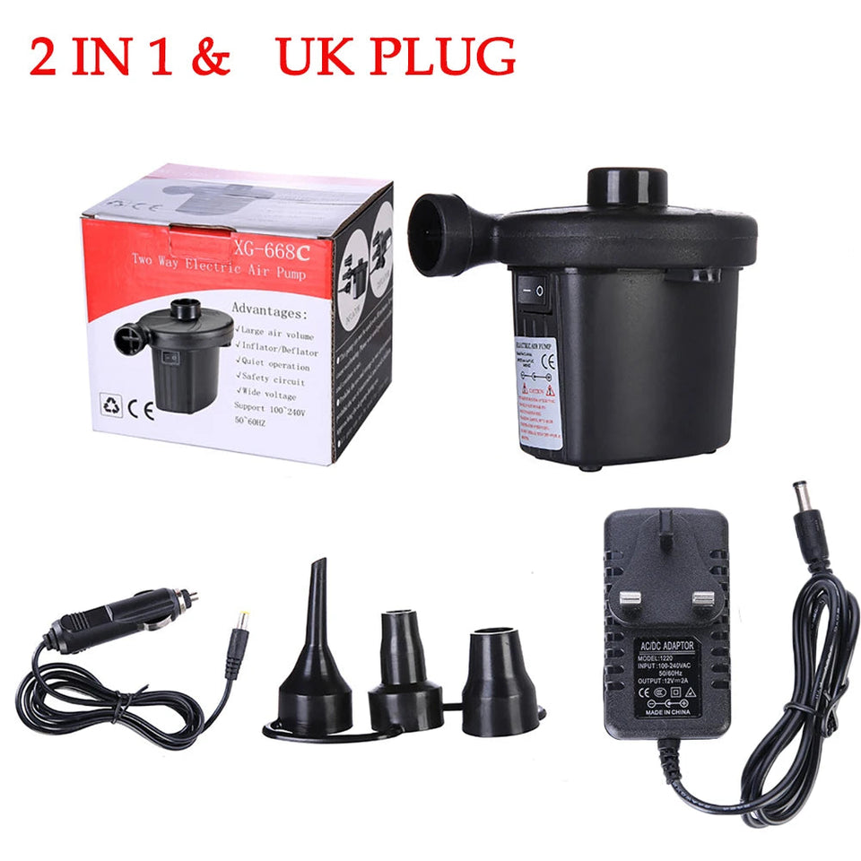 Matelas Gonflable 2 places 2 oreillets pompe electrique+ pompe manuel)